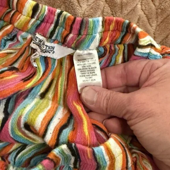 New Directions Womens M Maxi Skirt Striped Lagenlook Arty Boho Whimsical Flowy - Picture 8 of 8